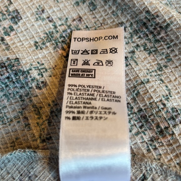 Topshop Grey Floral V-Neck Short Sleeve Dress Size 6 - Picture 7 of 8